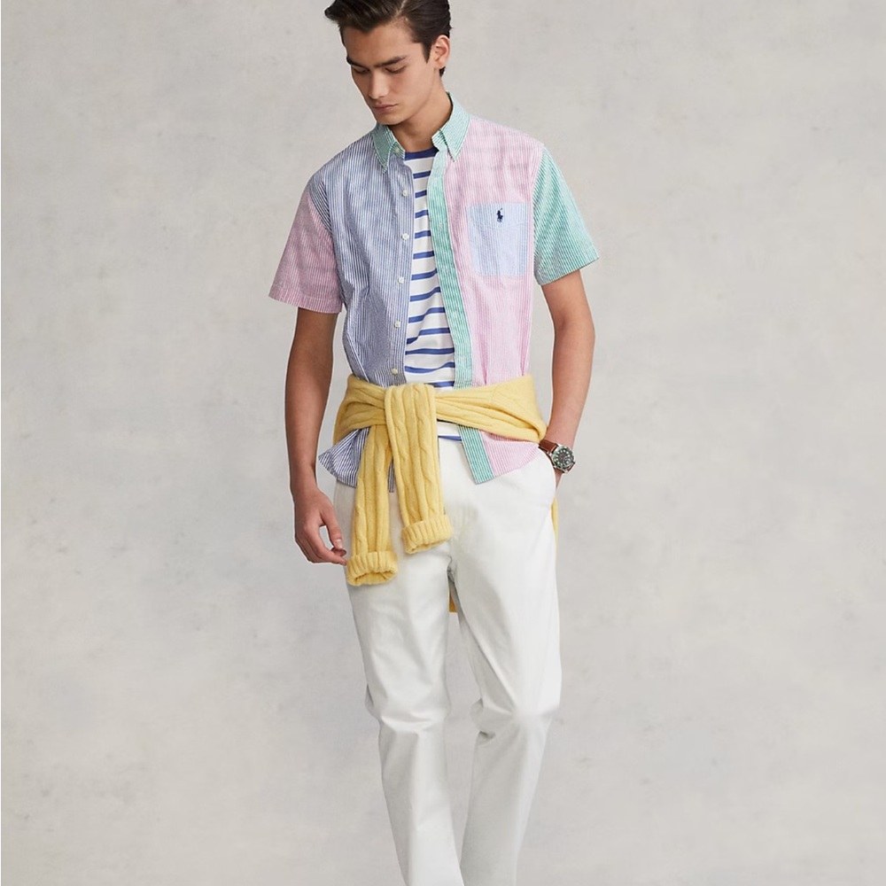 RL Prepster Classic Fit Seersucker Boys Shirt XL 18-20 🐰💐